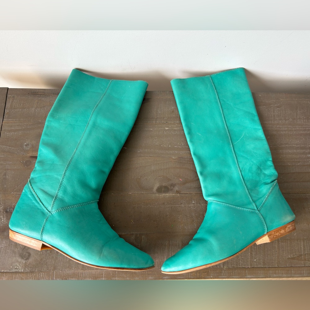 Cinderella Turquoise Synthetic Leather Boots